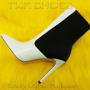 White high heel Elastic Upper Ankle Boots